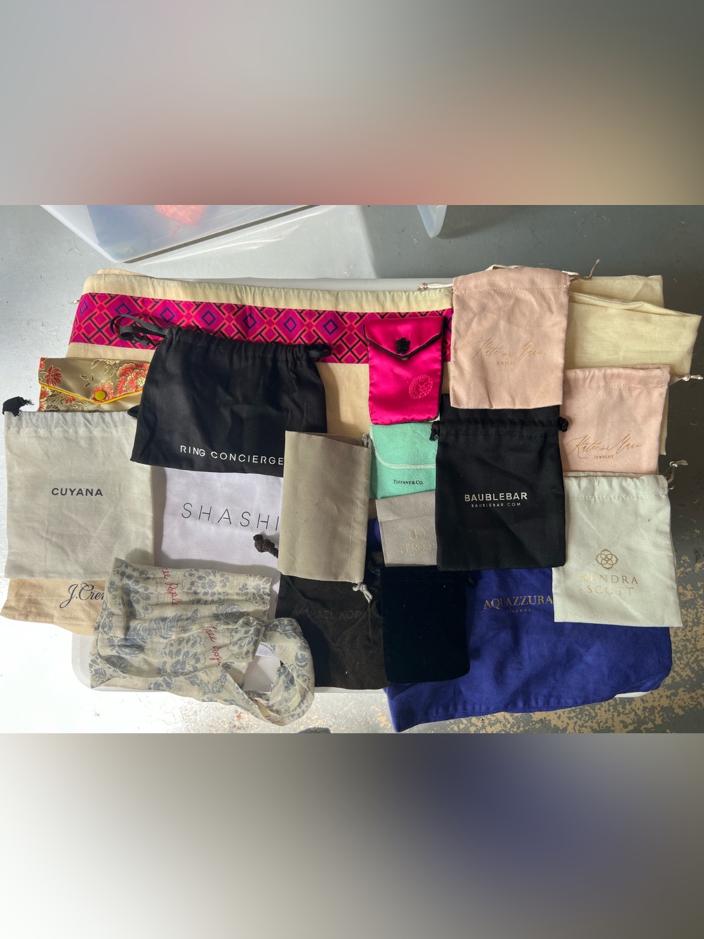 Assorted Branded Jewelry Pouches - Mixed Colors 19 total